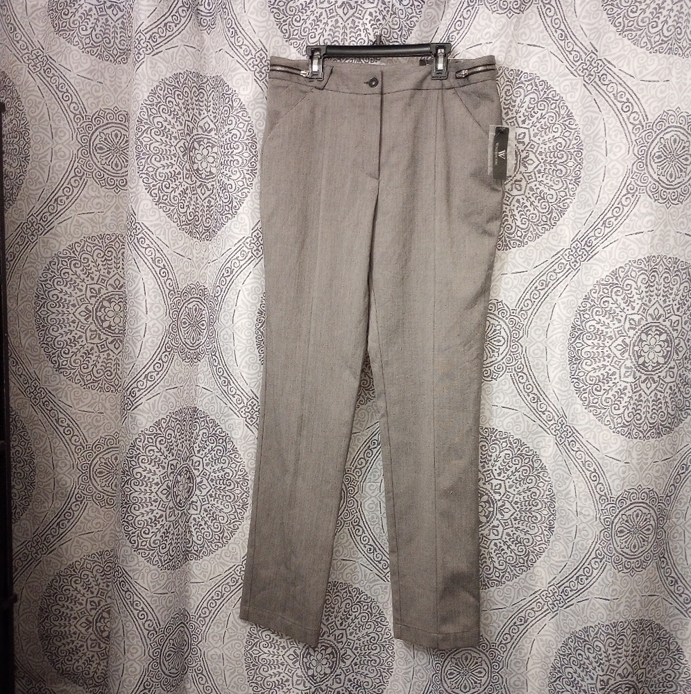 NWTWorthington Grey Slacks Trousers Zipper Waist Detail Dress Pants WomenSize 10 - Picture 2 of 16
